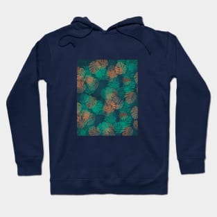 Palm Leave Pattern in Film Grain Effect Hoodie